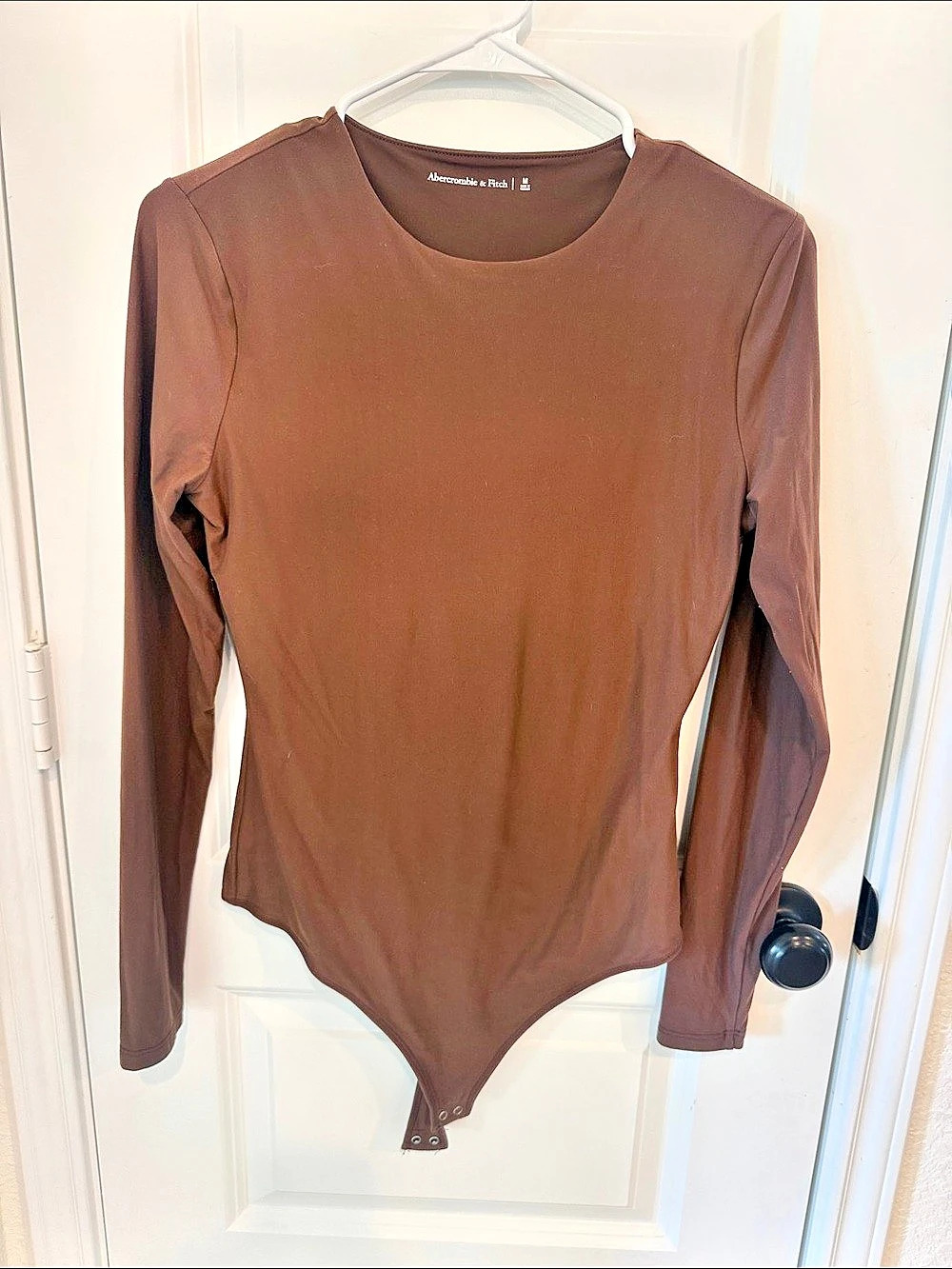 Abercrombie & Fitch Long-Sleeve Crew Bodysuit Brown Medium